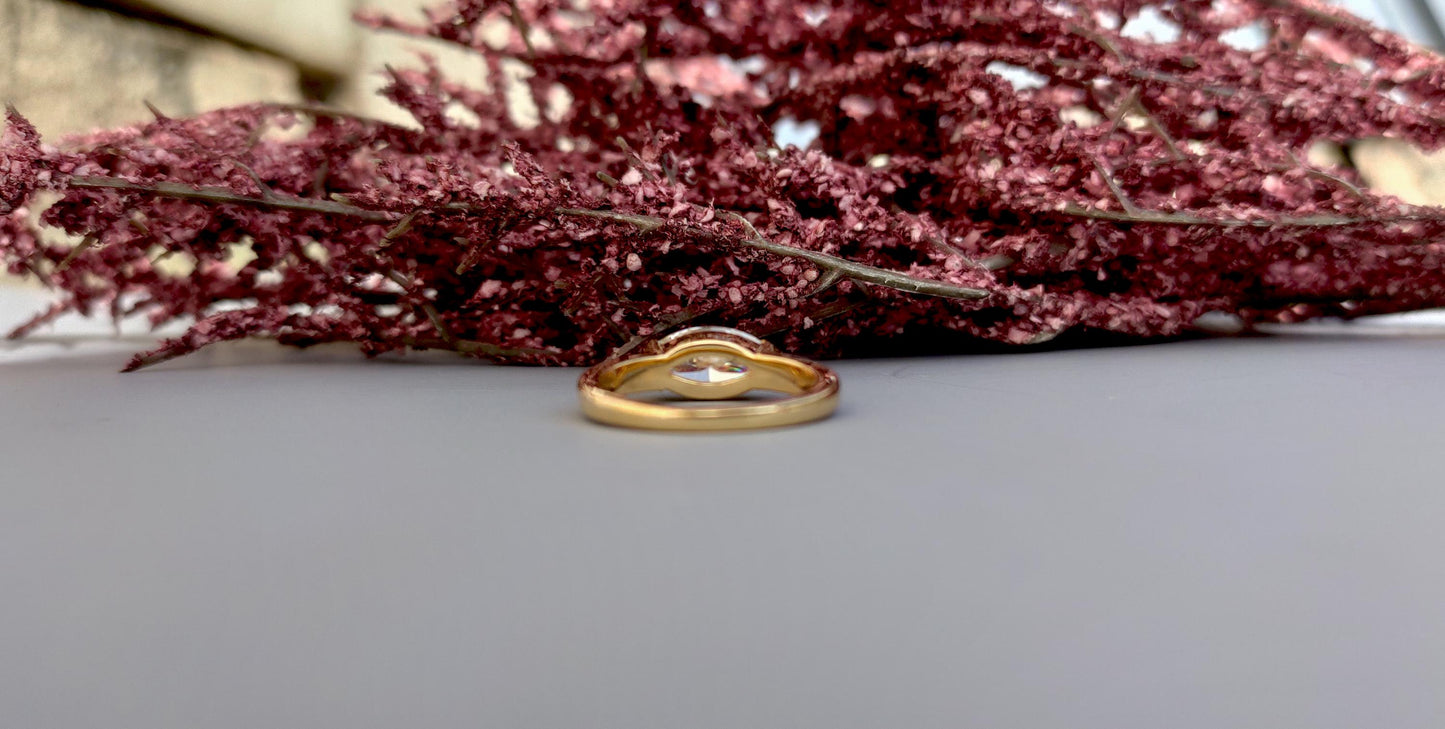 Marquise moissanite half bezel low profile set ring, ring for her, ring for women, gift for women