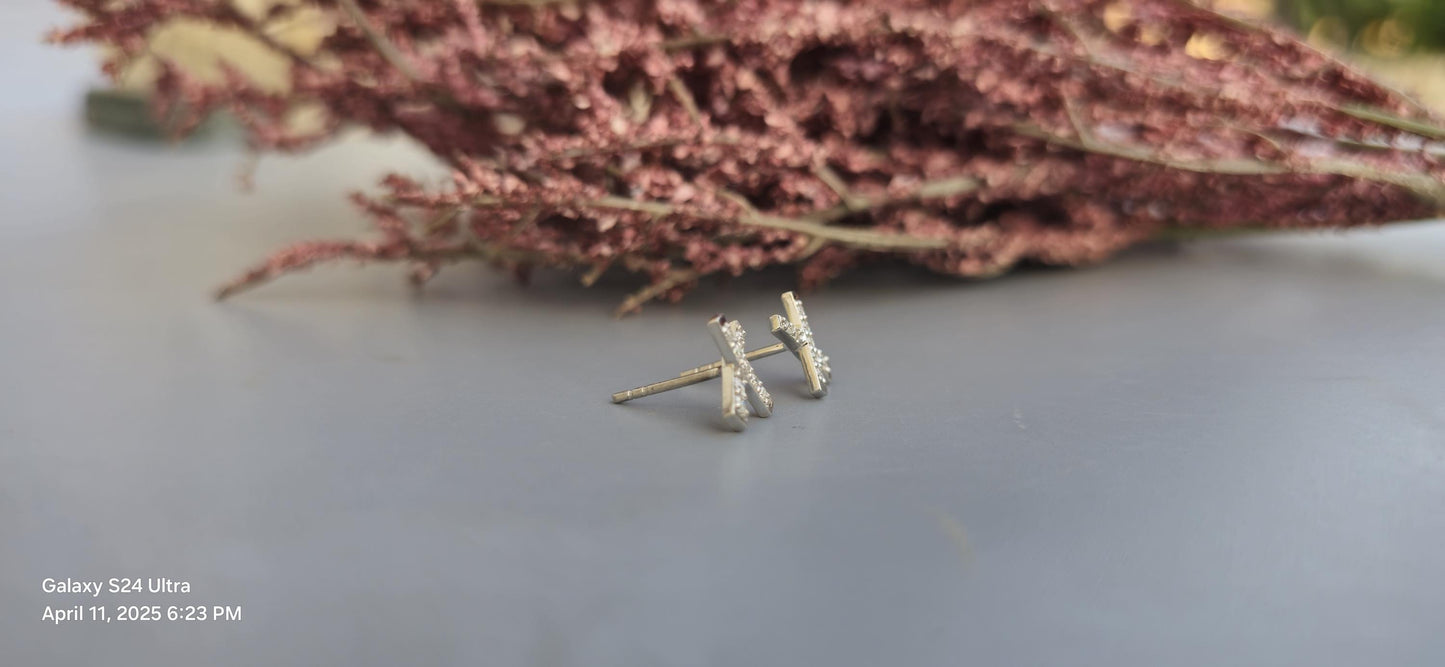 Moissanite X shaped Earrings, Earrings for women, Party wear earrings, Anniversary Gift for wife, birthday gift for women