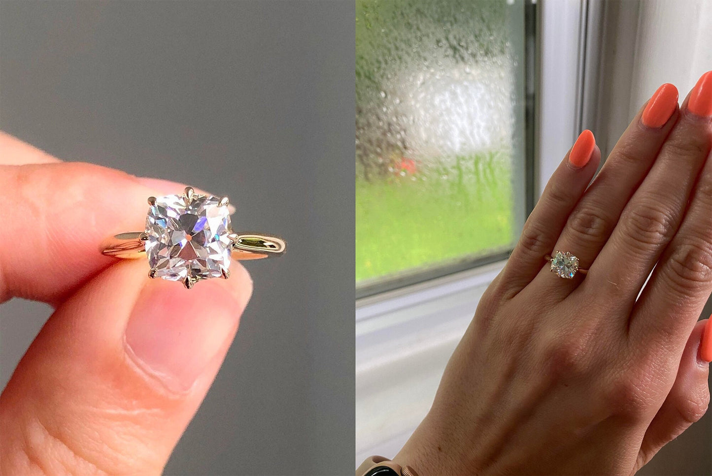 Old Mine Cut OMC Moissanite Solitaire Engagement Ring,  Ring, Wedding anniversary Ring in 18k\14k\10k White\Yellow\Rose Gold