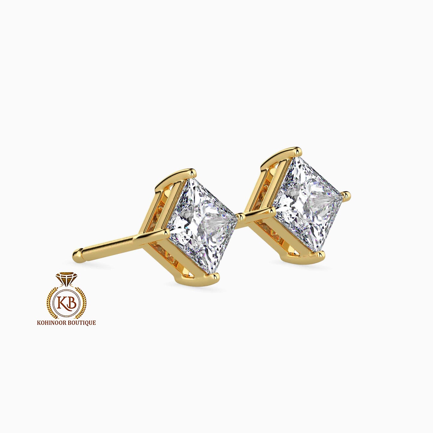 Princess Cut kite set Solitaire Moissanite Stud Earrings,Moissanite Wedding Earrings,Push Back Earrings,Anniversary Mother's Day Gift