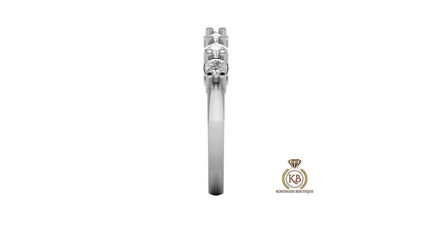 Round 7 stone Colorless Moissanite band, Anniversary gift, Wedding Band in 18k\14k\10k White\Yellow\Rose Gold