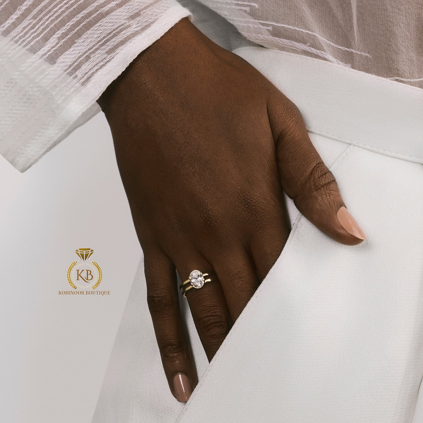 Double band Oval moissanite solitaire Engagement ring, Promise\ Proposal ring, Right hand ring, Gift for wife, Ring for her