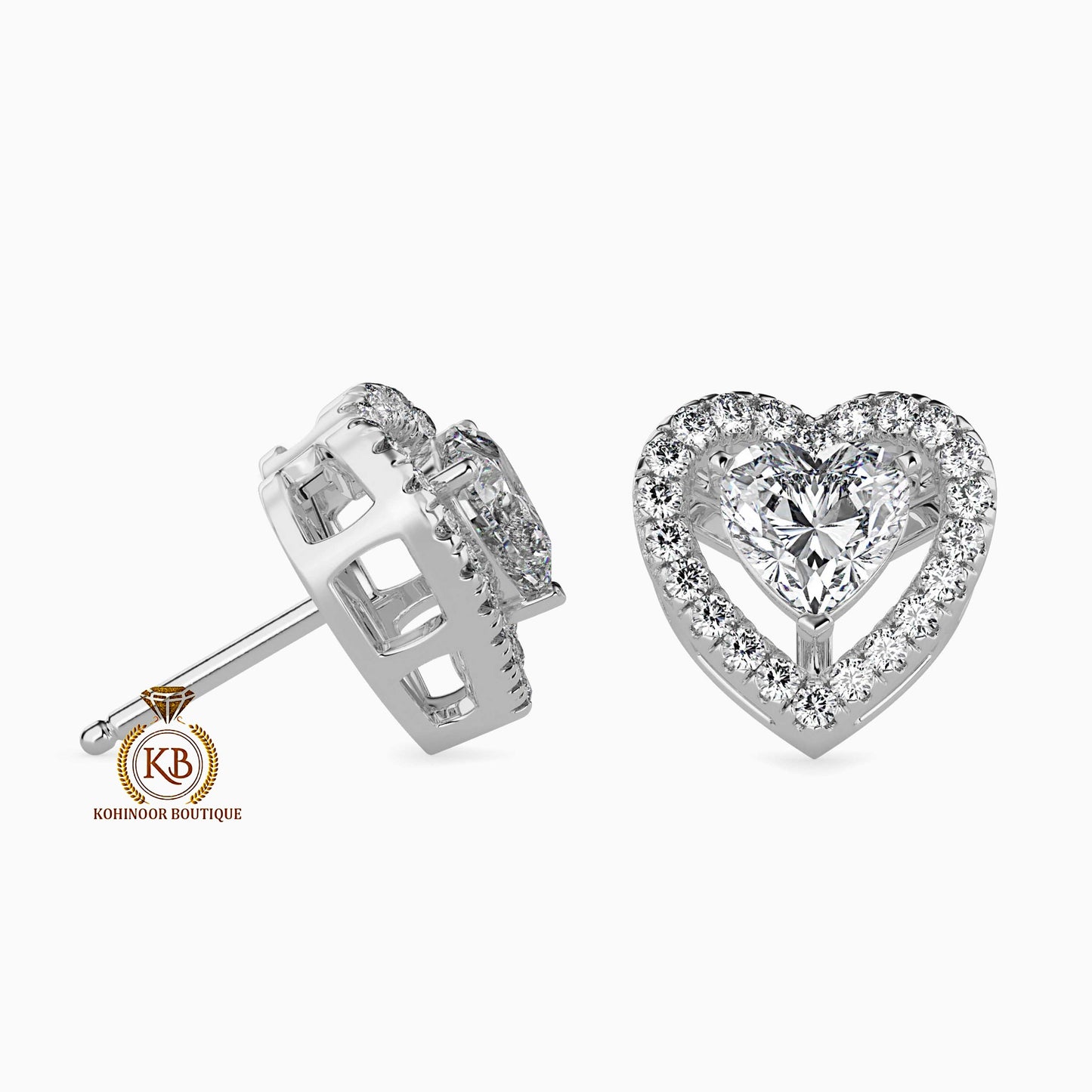 Heart shaped Moissanite Earrings, Halo Moissanite Stud, Best gift for Wife\ Sister\Daughter\Mother\Bridesmaid\women\Baby shower