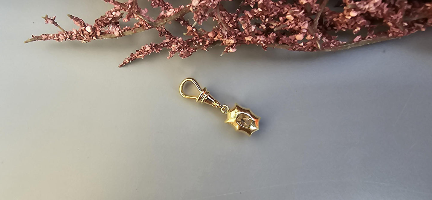 Elongated Old mine cut OMC Cushion Cut Collet Georgian cut down set button back with swivel clasp Moissanite Pendant, pendant without chain