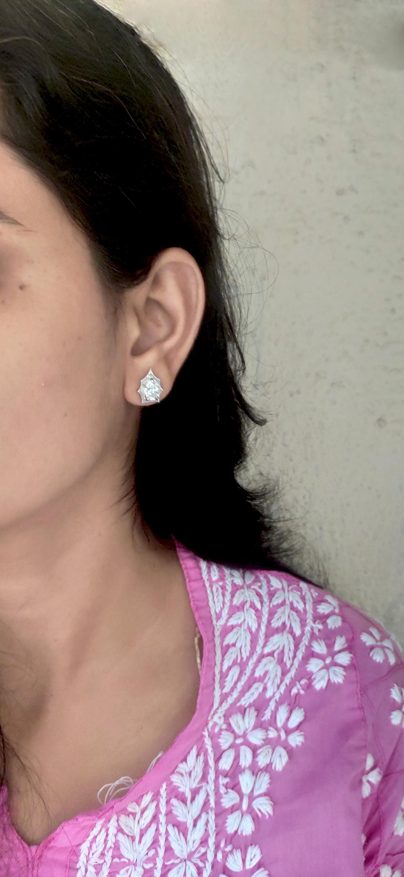 Pear Cut Moissanite in Georgian cut down setting, Solitaire Stud Earrings, Wedding Earrings,Push Back Earrings,Anniversary Studs