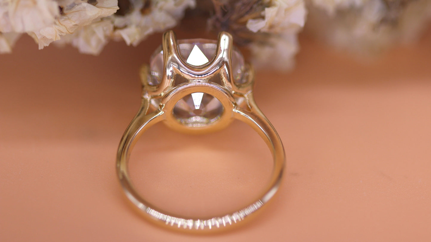 Old Mine Cut OMC Moissanite Solitaire Engagement ring, Edwardian ring, Vintage solitaire ring, Ring gift for wife, statement art deco ring.