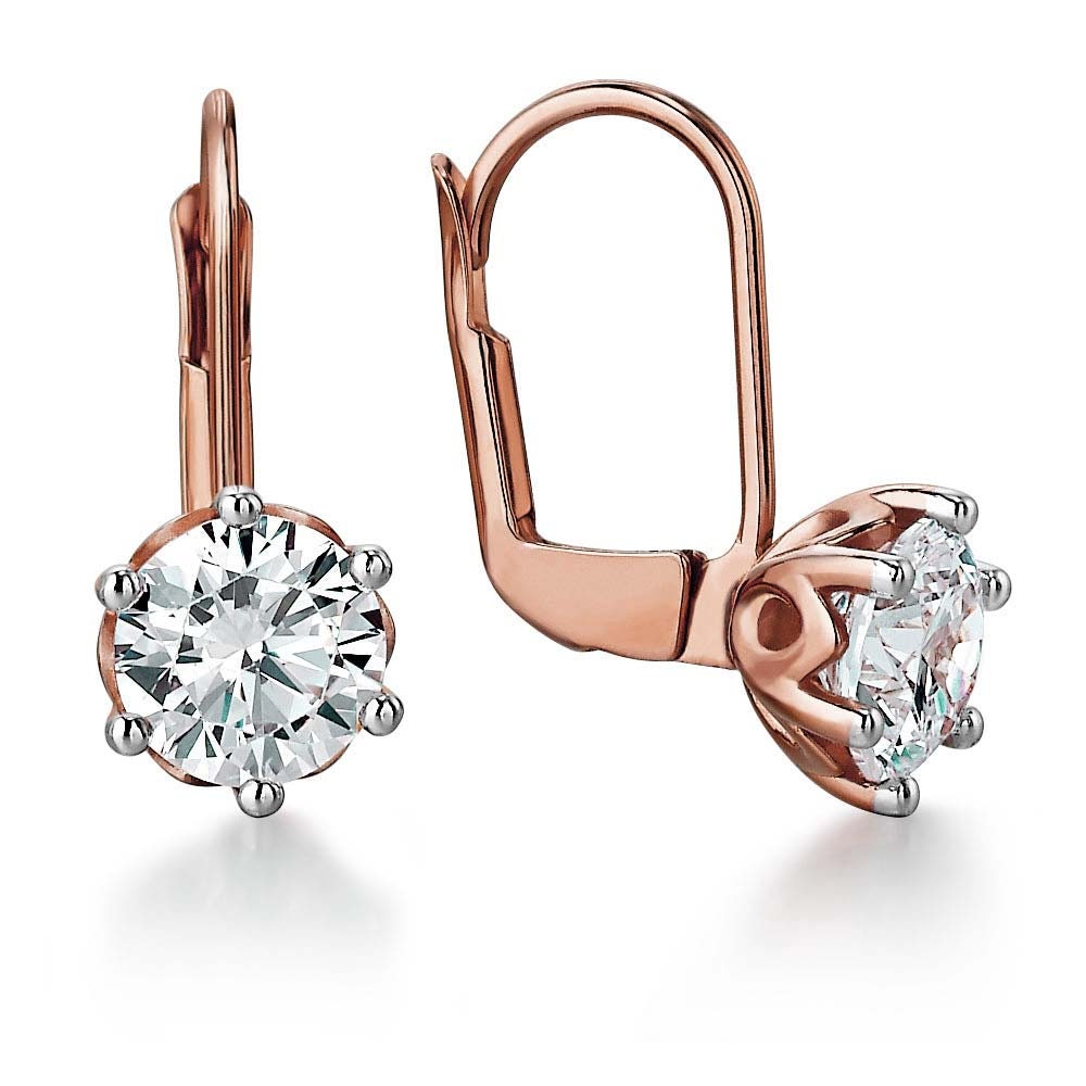 Tulip drop earrings, Lotus petal basket set Round Moissanite Hang on a Huggie Drop Earrings for women 10k\14k\18k White\Yellow\Rose Gold
