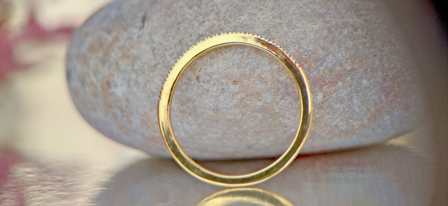 Round Lab grown\natural diamonds French pave set wedding band available in Half\Full eternity band, stackable minimalist dainty ring