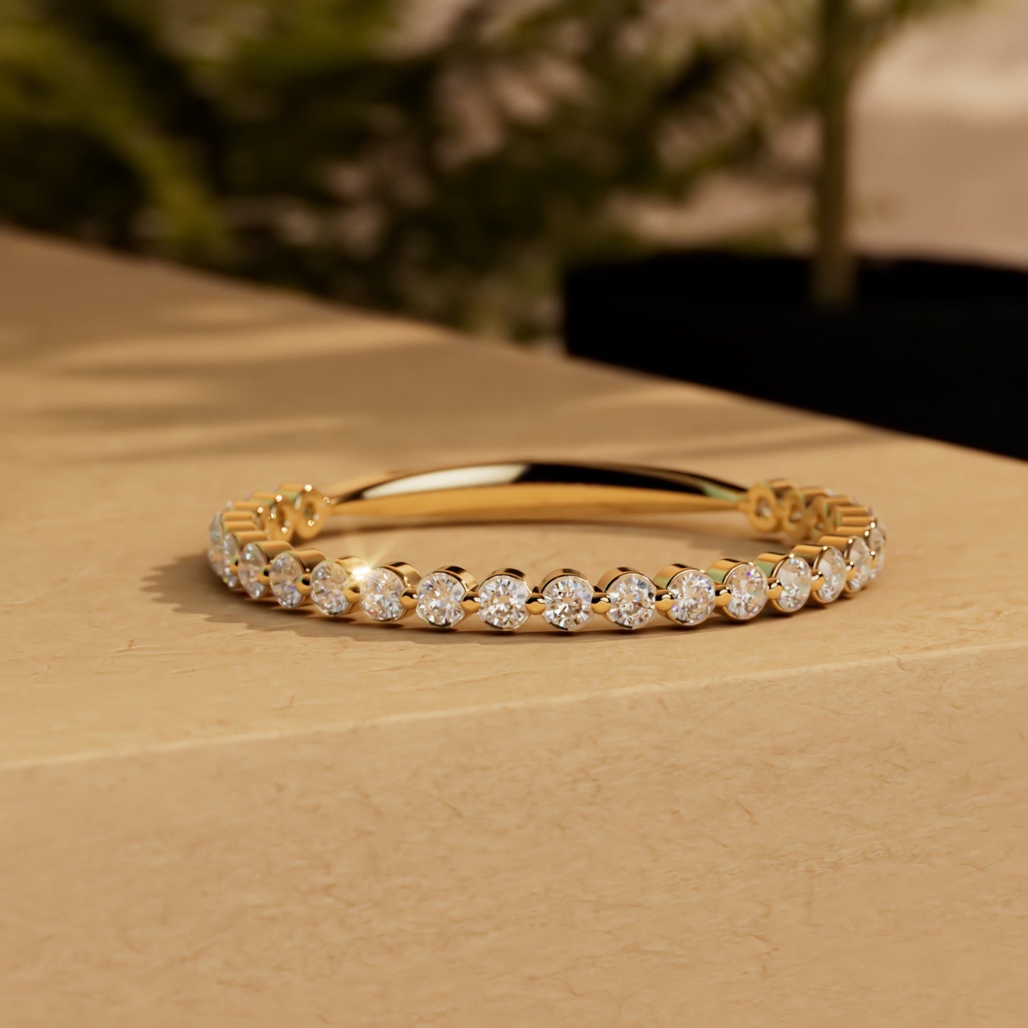 Floating Moissanite wedding band, Half\Full eternity Distance wedding ring, Bubble stackable minimalist dainty ring, Wedding band