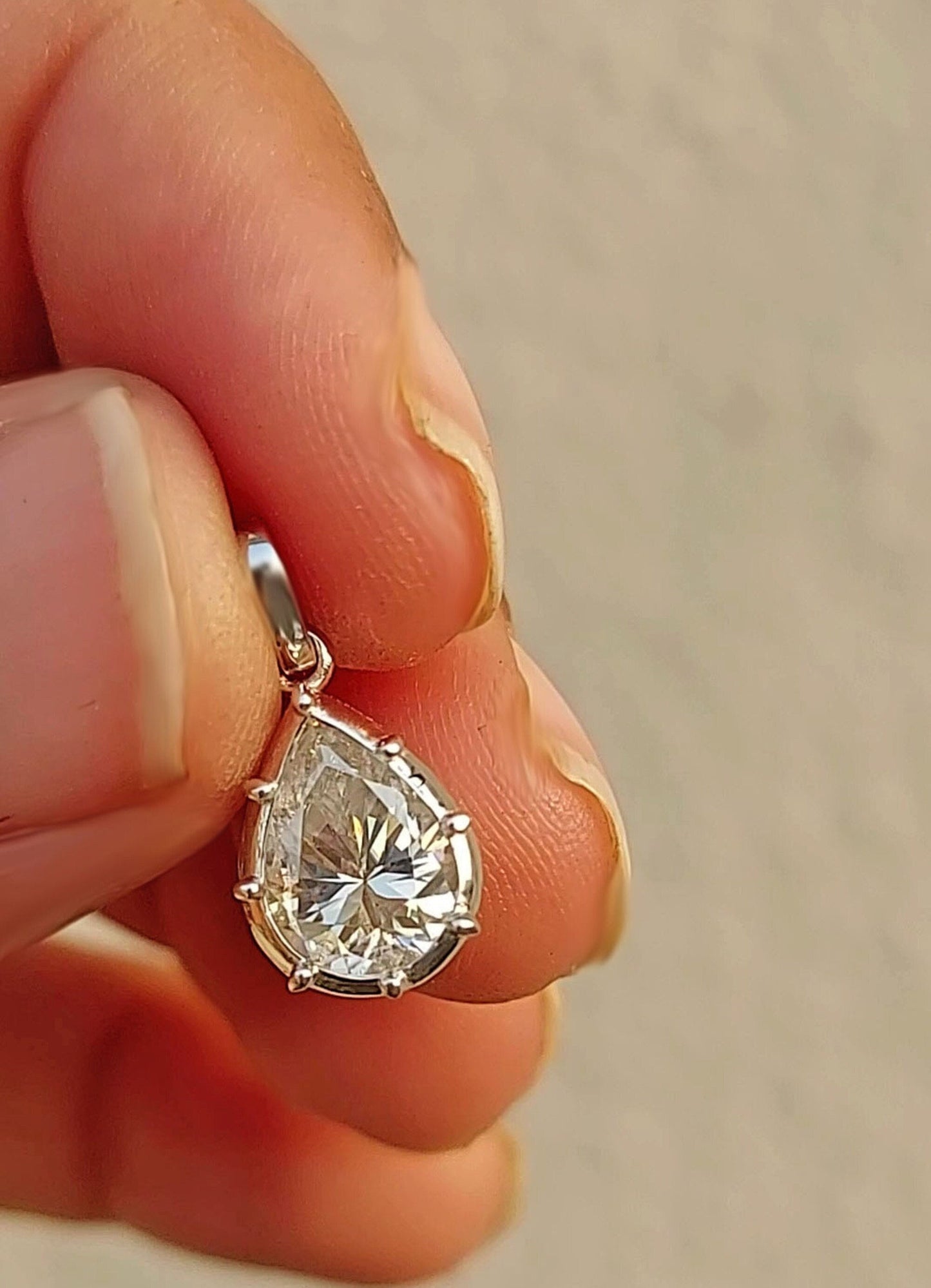 Pear Pendant, Georgian cut down set Solitaire Moissanite Pendant without chain, Pendant for women, Anniversary Gift, Gift for Girlfriend