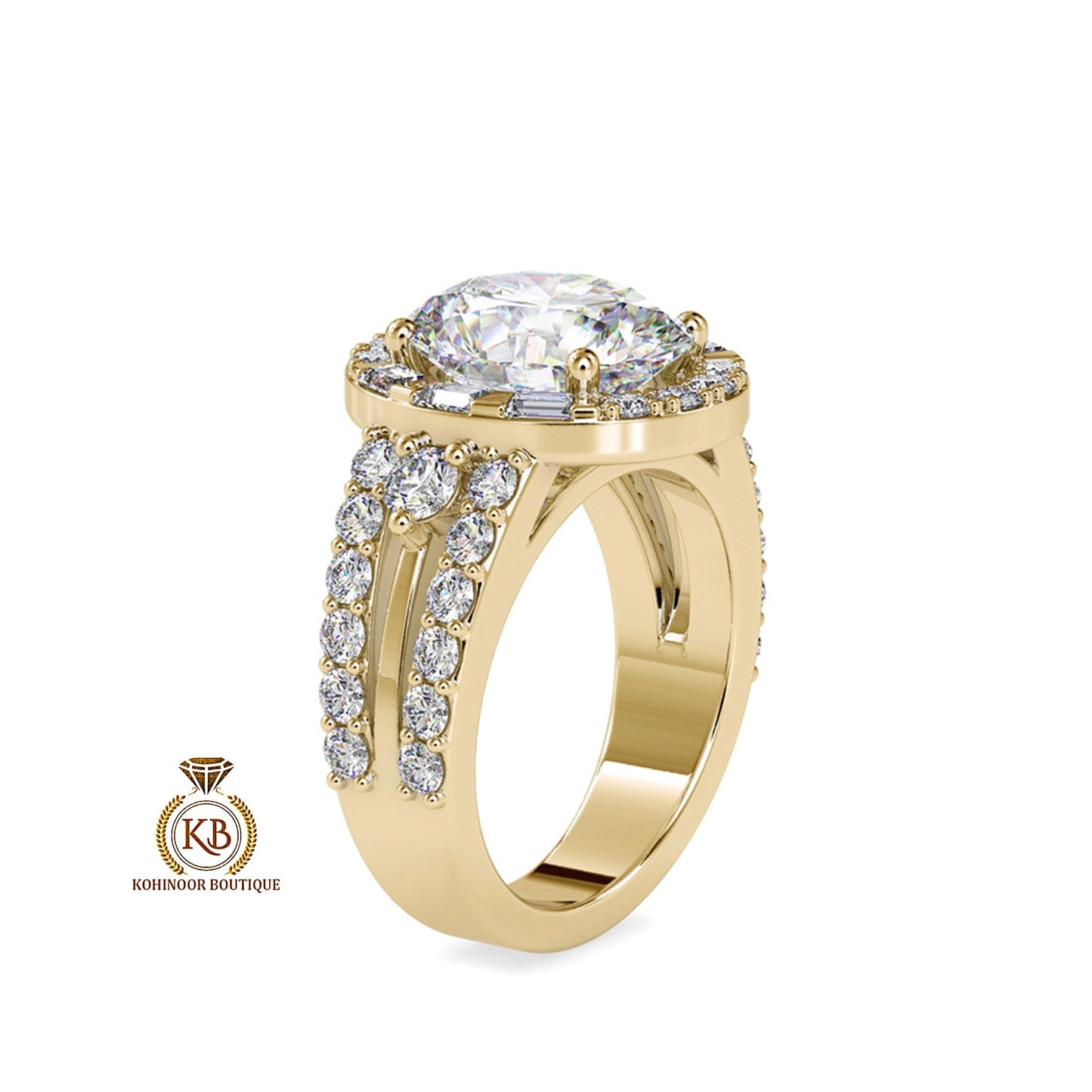 Oval halo with side pave Double Band  Moissanite Engagement\Wedding\Mother Ring in 18k\14k\10k