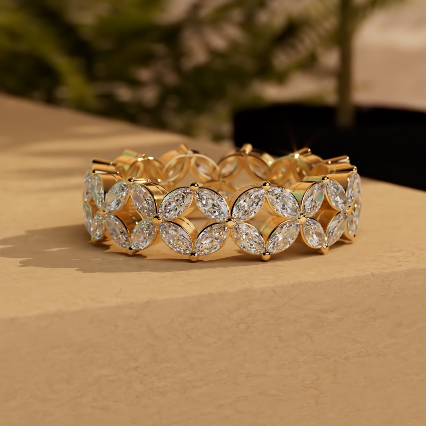 Marquise Moissanite eternity wedding band, Bridal stackable, Anniversary gift for wife