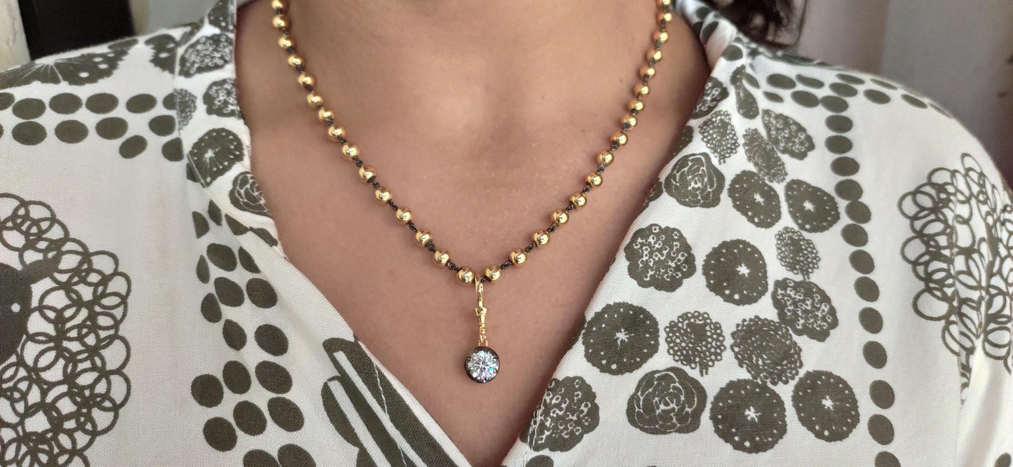 Round Cut Moissanite Pendant, Swivel Clasp Collet set Georgian cut down Button back set Pendant without chain.