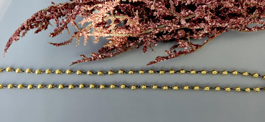 4 mm Ball n Chain Necklace with blackened gold links, Vintage Edwardian Antique necklace, Anniversary Gift, necklace for women