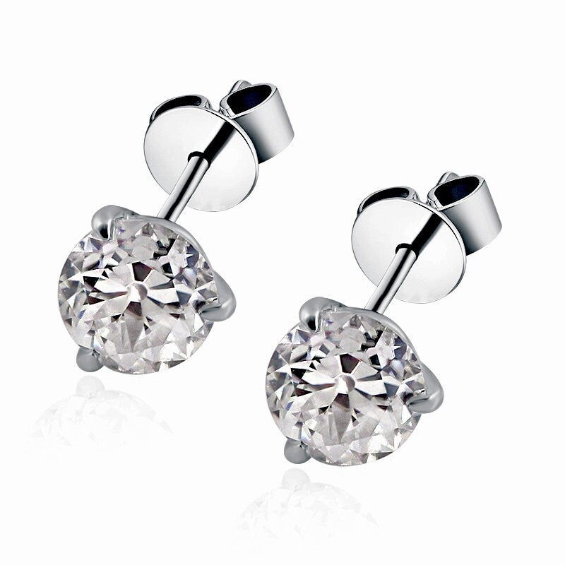 Round Old Mine Cut OMC Martini Set Moissanite Earrings studs , Studs for women, Mother's day gift, Push back earring, wedding studs