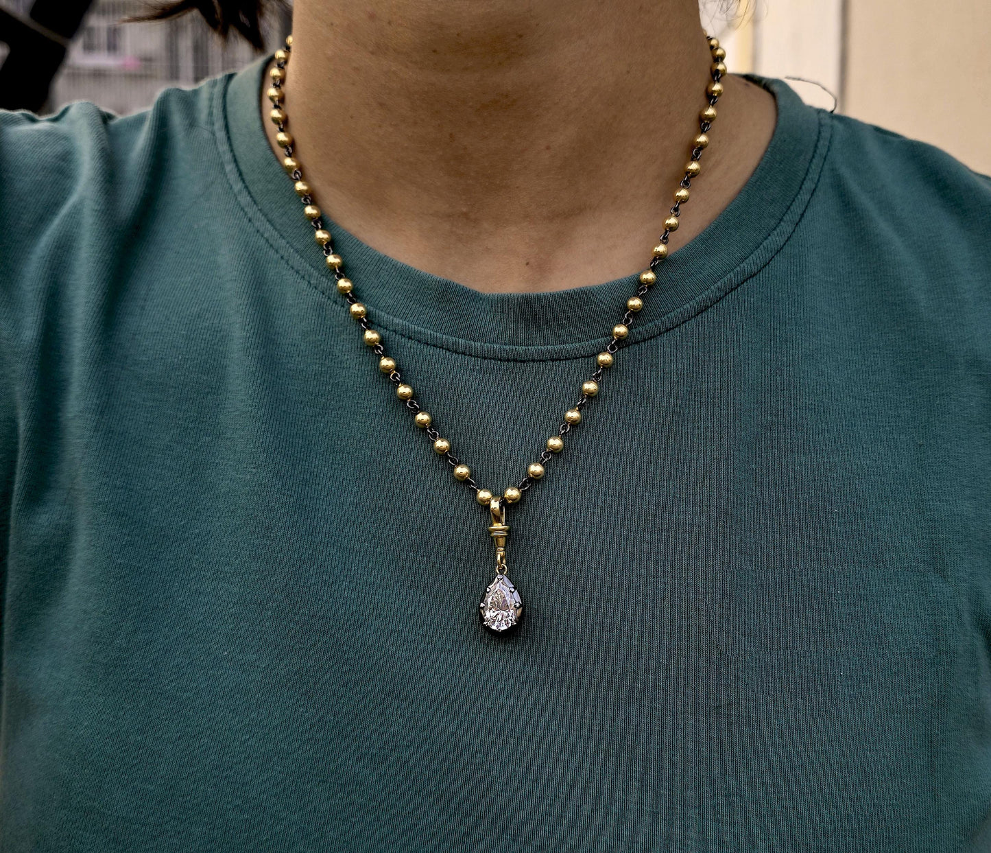 Pear Cut Moissanite Swivel Clasp Pendant, Collet set Georgian cut down set Pendant without chain, Wedding Pendant