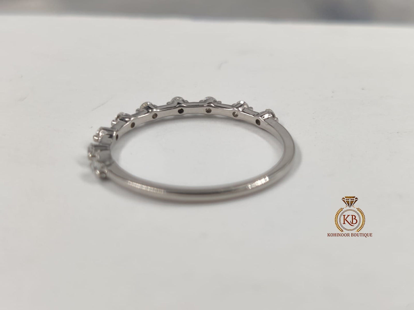 Floating Moissanite wedding band, Half\Full eternity Distance wedding ring, stackable minimalist dainty ring, ring enhancer