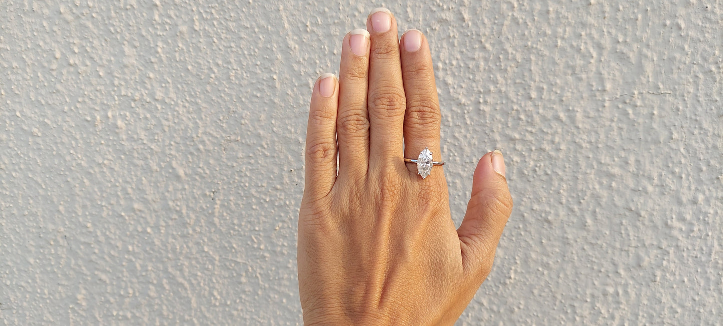 Marquise Cut Moissanite Classic Solitaire Engagement Ring, Promise ring, Proposal ring, Ring for her, gift for her