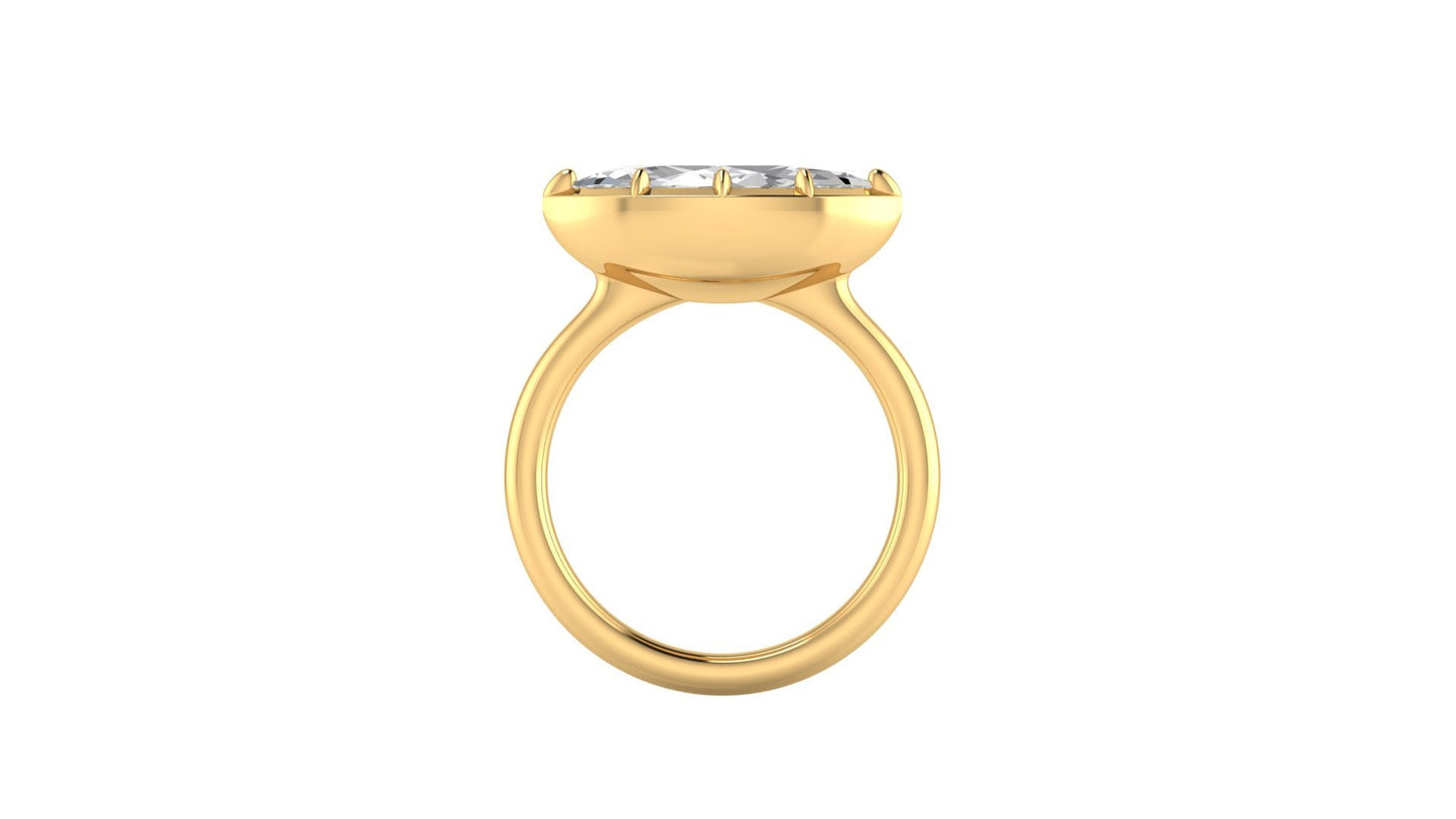 East West set Marquise Button Back Georgian Cut Down Set Moissanite Solitaire Engagement ring, Ring for her, proposal Ring.