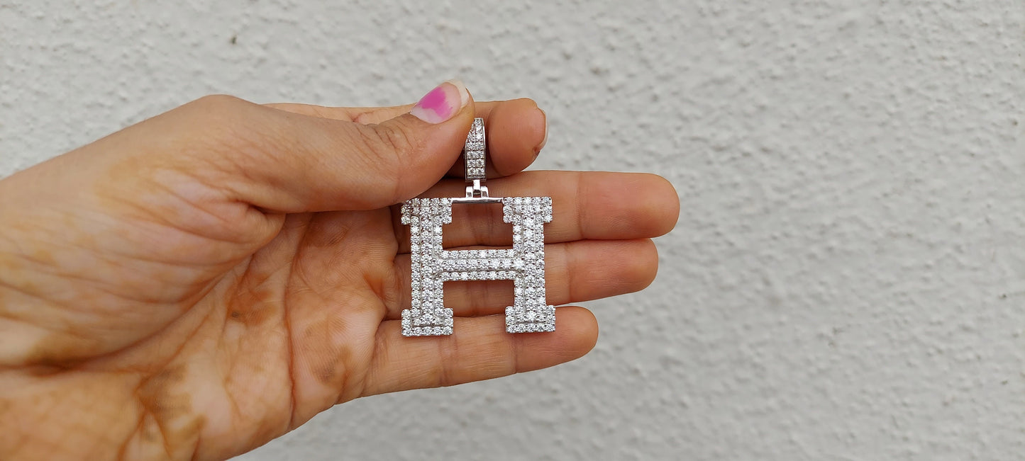 Hip Hop Pendant, Moissanite Alphabet Letter Pendant ,iced out Alphabet Initial Pendant in 10k\14k\10k Rose\White\Yellow Gold