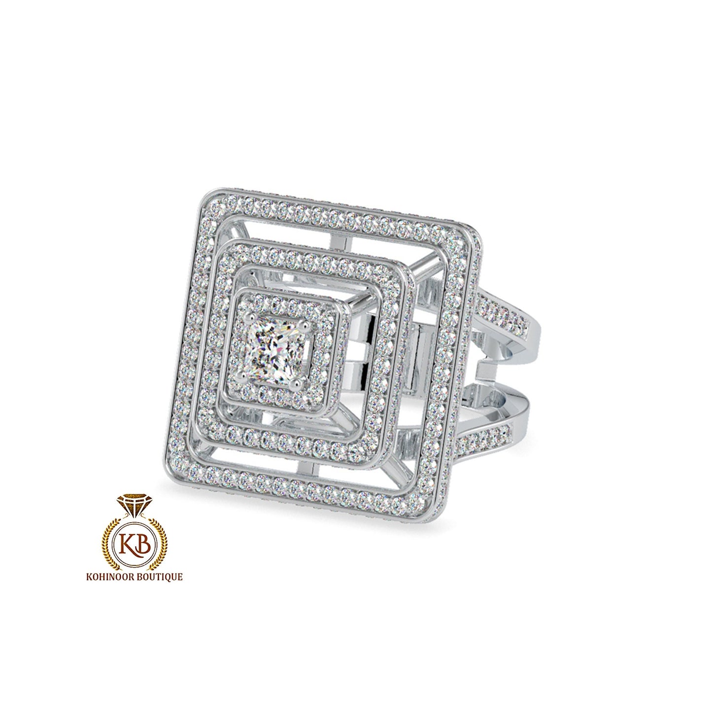 Princess Cut Art Deco, Statement, Split Shank Moissanite Engagement\Wedding\Mother Ring in 18k\14k\10k
