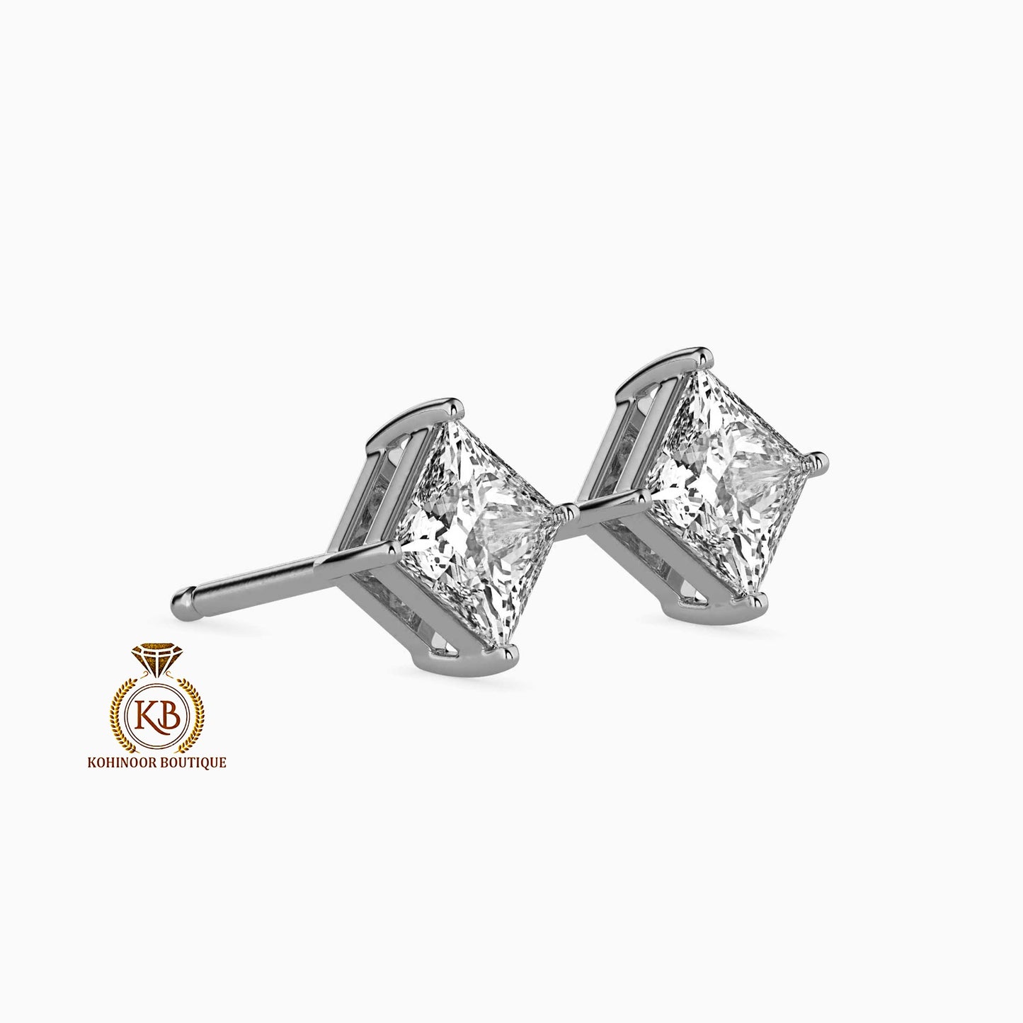 Princess Cut kite set Solitaire Moissanite Stud Earrings,Moissanite Wedding Earrings,Push Back Earrings,Anniversary Mother's Day Gift