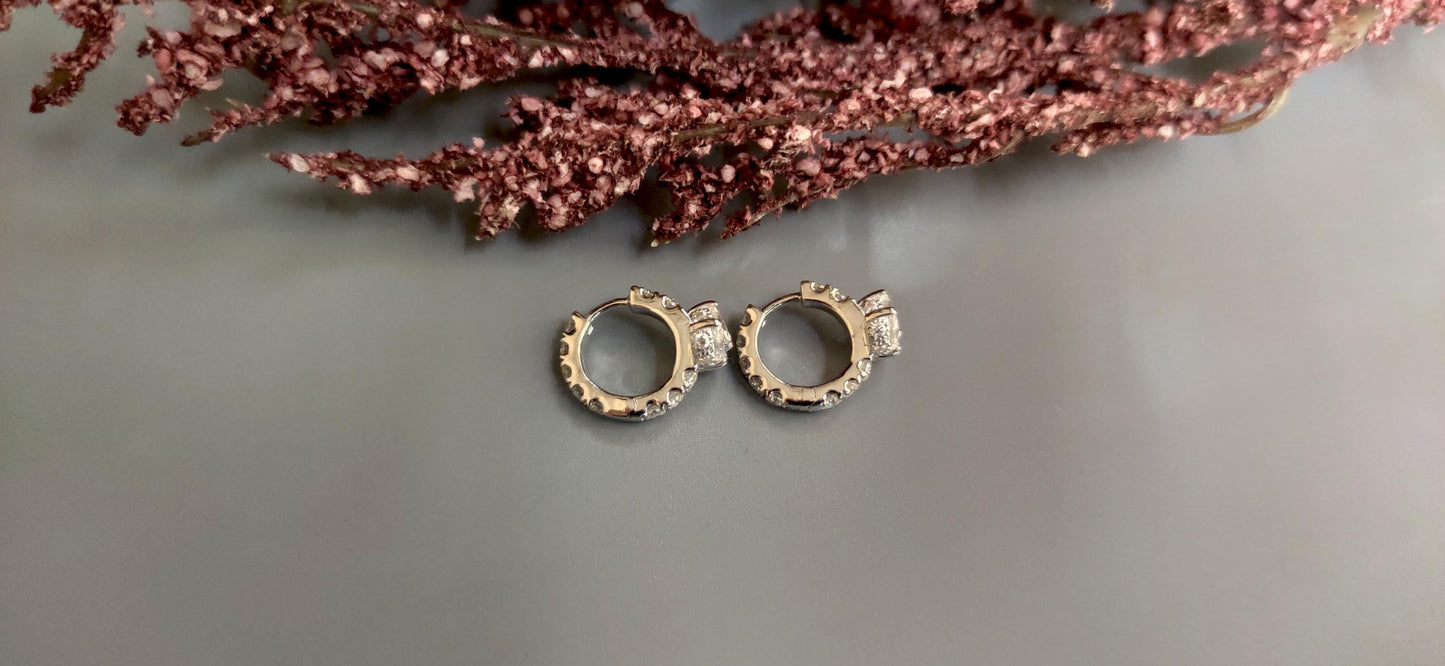 Ready to dispatch Marquise Moissanite Huggies, hoops, delicate everyday earrings for her available in 10k white gold