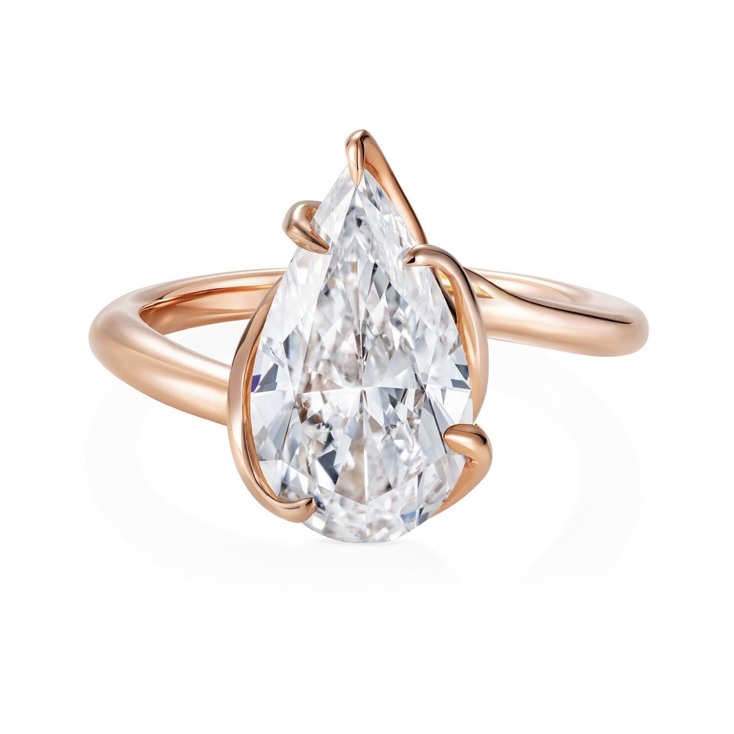 Pear Cut Moissanite Solitaire Engagement Ring, Twisted basket setting, unique set ring, ring for women, ring for her