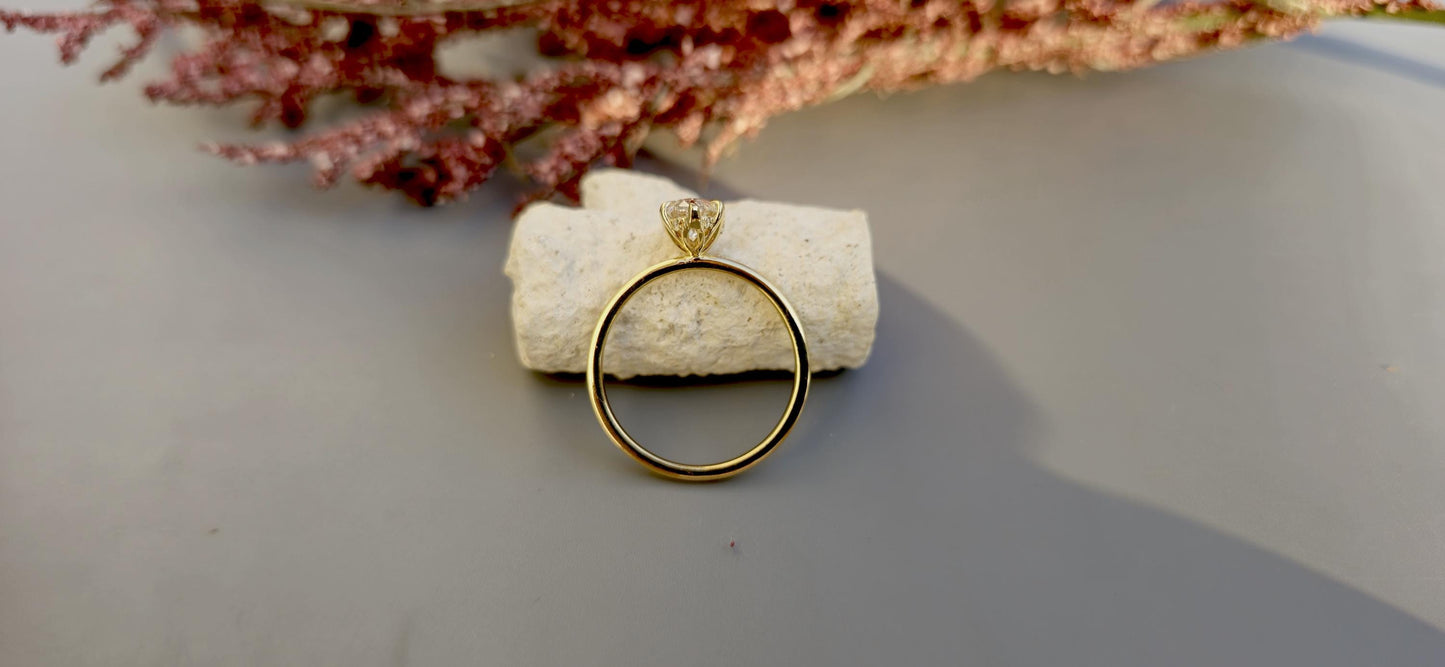 Marquise Cut Hidden Halo Tulip floral basket, IGI certified Lab grown diamond Engagement Ring, Anniversary gift for wife, Ring for women