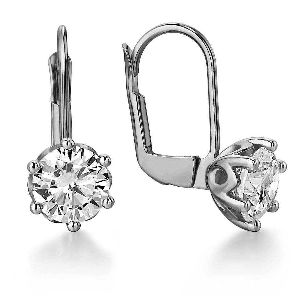 Tulip drop earrings, Lotus petal basket set Round Moissanite Hang on a Huggie Drop Earrings for women 10k\14k\18k White\Yellow\Rose Gold
