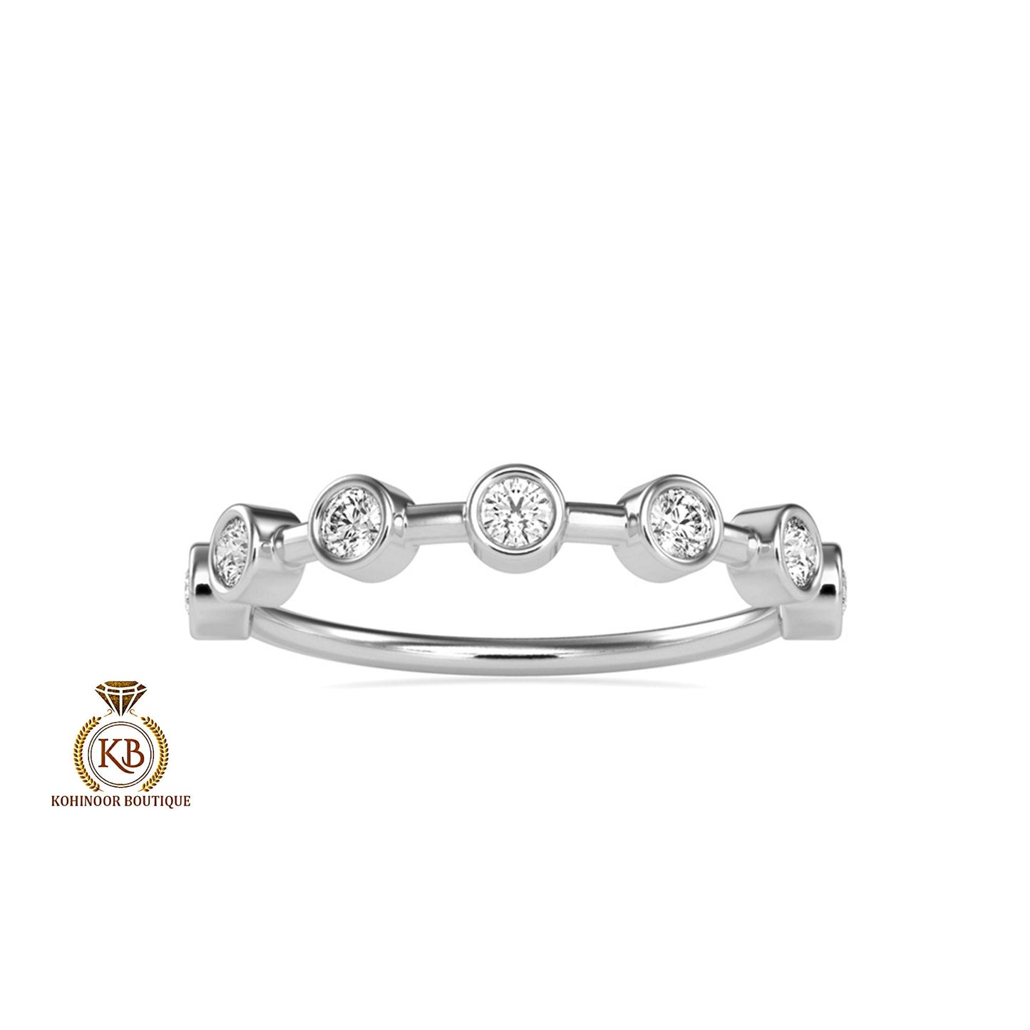 Moissanite Half\Full eternity band, Distance wedding band, stackable minimalist ring enhancer in 18k\14k\10k White\Yellow\Rose Gold