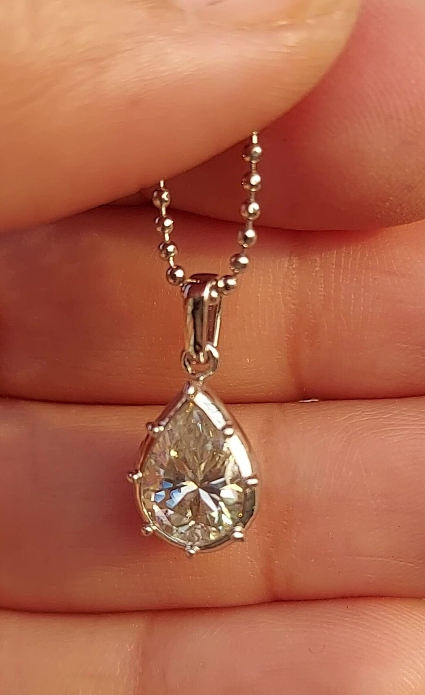 Pear Pendant, Georgian cut down set Solitaire Moissanite Pendant without chain, Pendant for women, Anniversary Gift, Gift for Girlfriend