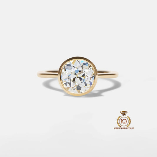 Old European Cut OEC Bezel Set Moissanite Solitaire Engagement Ring, Promise\Propose\Anniversary Ring 18k\14k\10k White\Yellow\Rose Gold