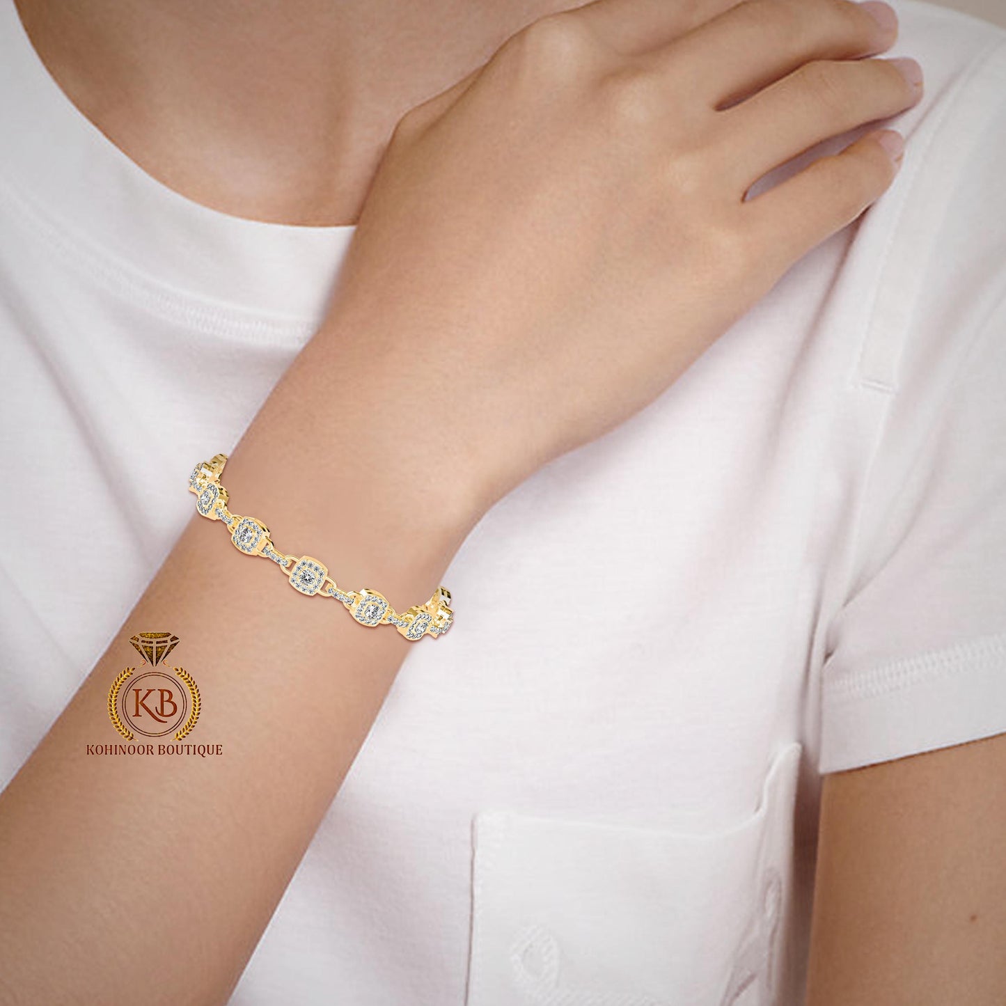 Moissanite Cushion cut Tennis Bracelet, Bracelet for women, Bracelet for her\girls, Anniversary\Birthday\Christmas gift