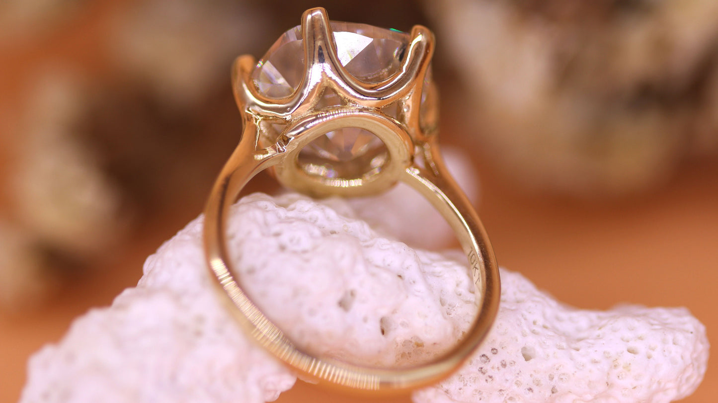 Old Mine Cut OMC Moissanite Solitaire Engagement ring, Edwardian ring, Vintage solitaire ring, Ring gift for wife, statement art deco ring.