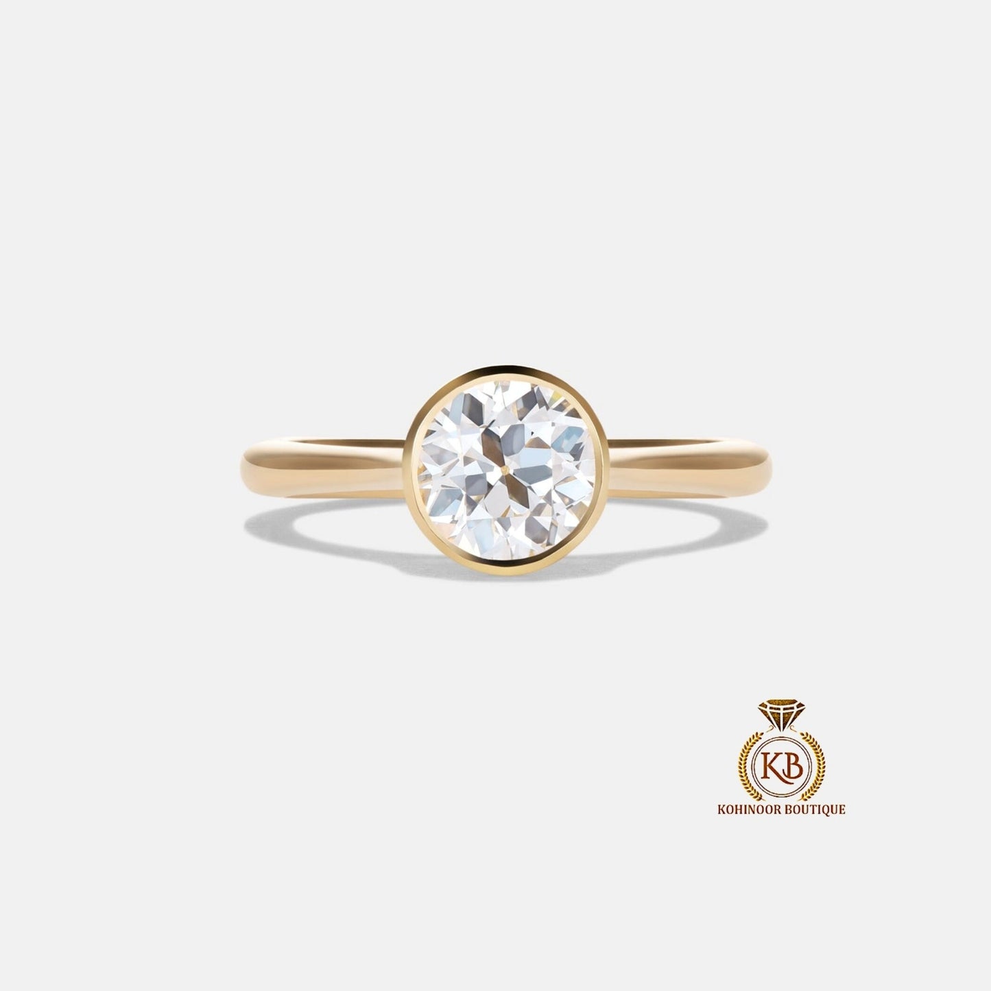 Old European Cut OEC Bezel Set Moissanite Solitaire Engagement Ring, Promise\Propose\Anniversary Ring 18k\14k\10k White\Yellow\Rose Gold