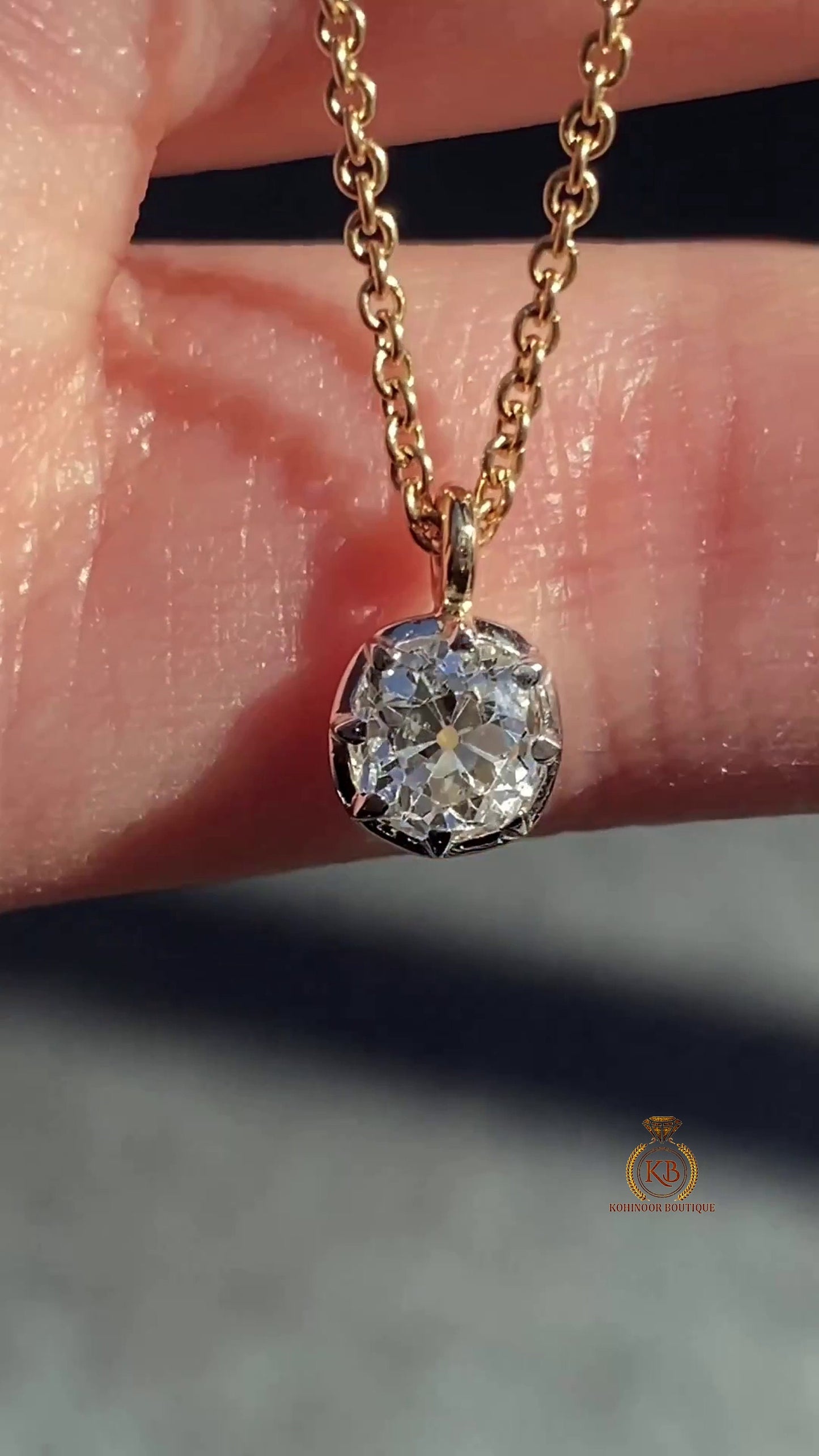 Old Mine Cut Cushion OMC Georgian Cut Down Button Back Set Moissanite Pendant, Vintage Antique Pendant ,Wedding Pendant, without chain