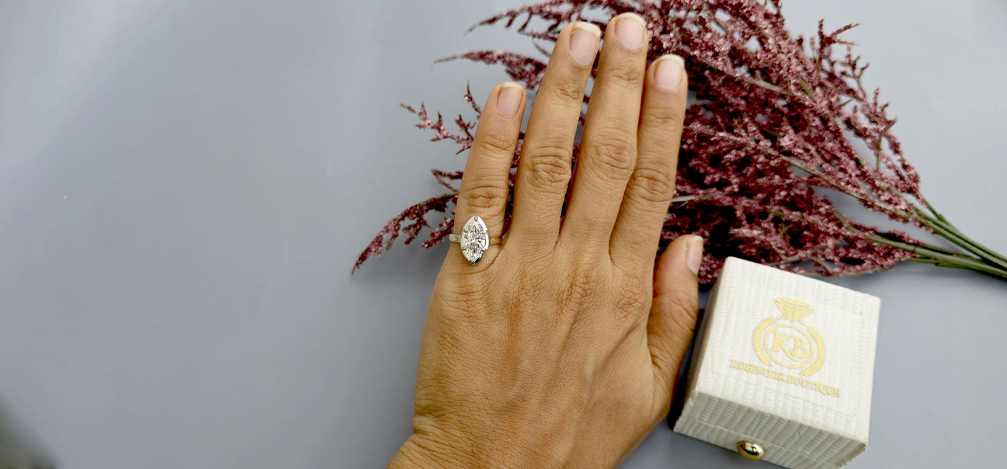 Marquise Moissanite Georgian Cut Down Set ring, ring for women, Ring for her, Statement ring, ring for women