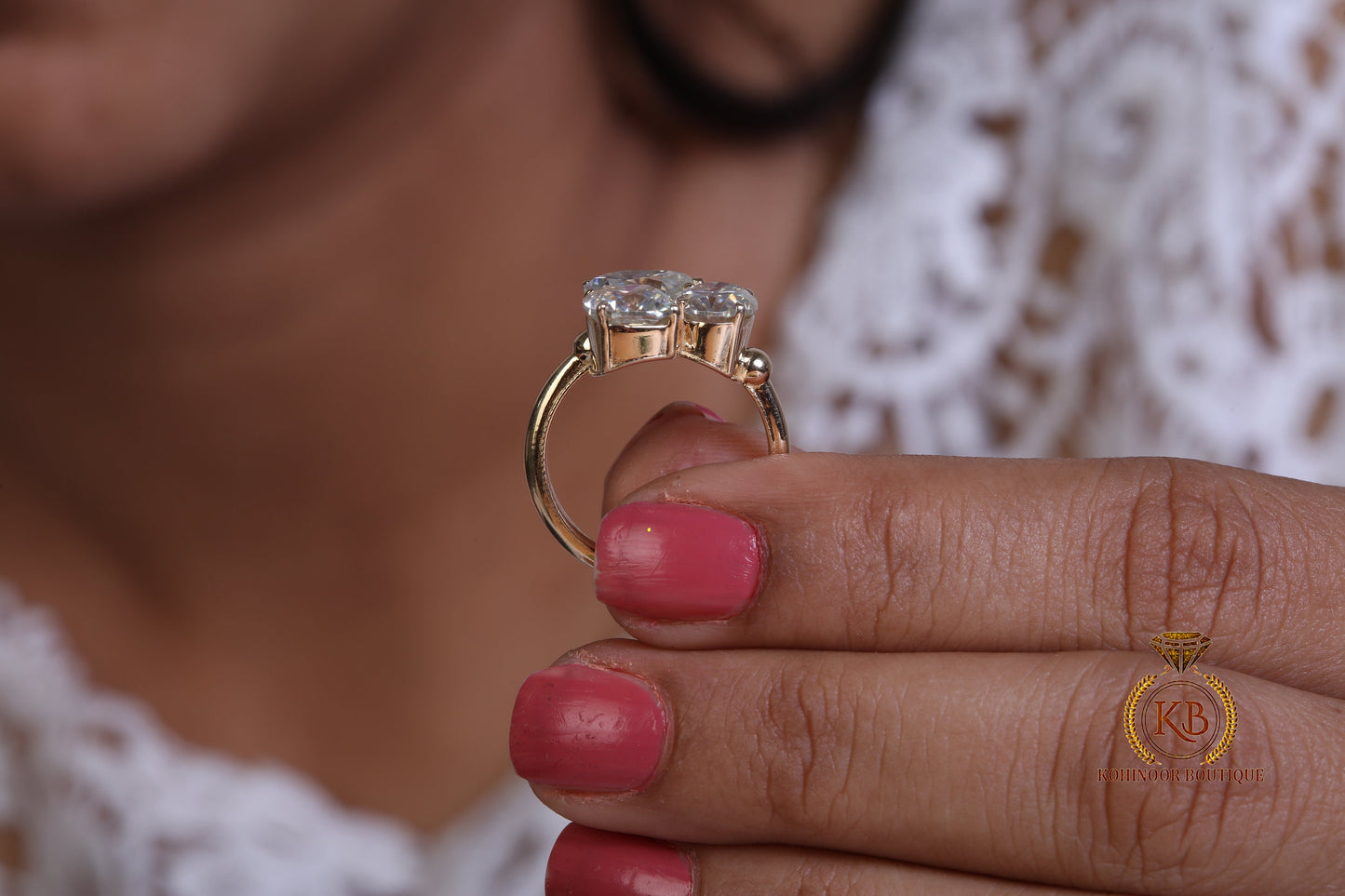 Oval Pear and Cushion Trilogy moissanite 3 stone Engagement Ring, Ring for her, Gift for Her, Right hand ring