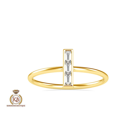 Baguette Moissanite 3 stone engagement, Chic statement ring, minimalist daily wear right hand ring, boho stackable ring