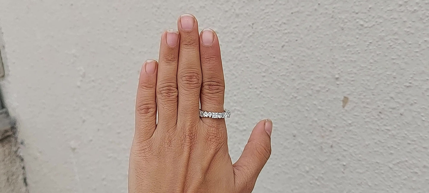 Multi shape Moissanite Eternity Band, stackable ring, All in one, Customised it in half\Full Eternity with your favorite shapes