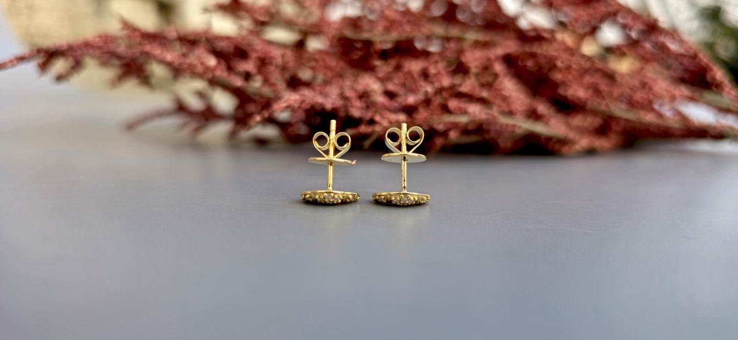 Croissant shape Lab grown cluster studs for her, Earrings studs for women