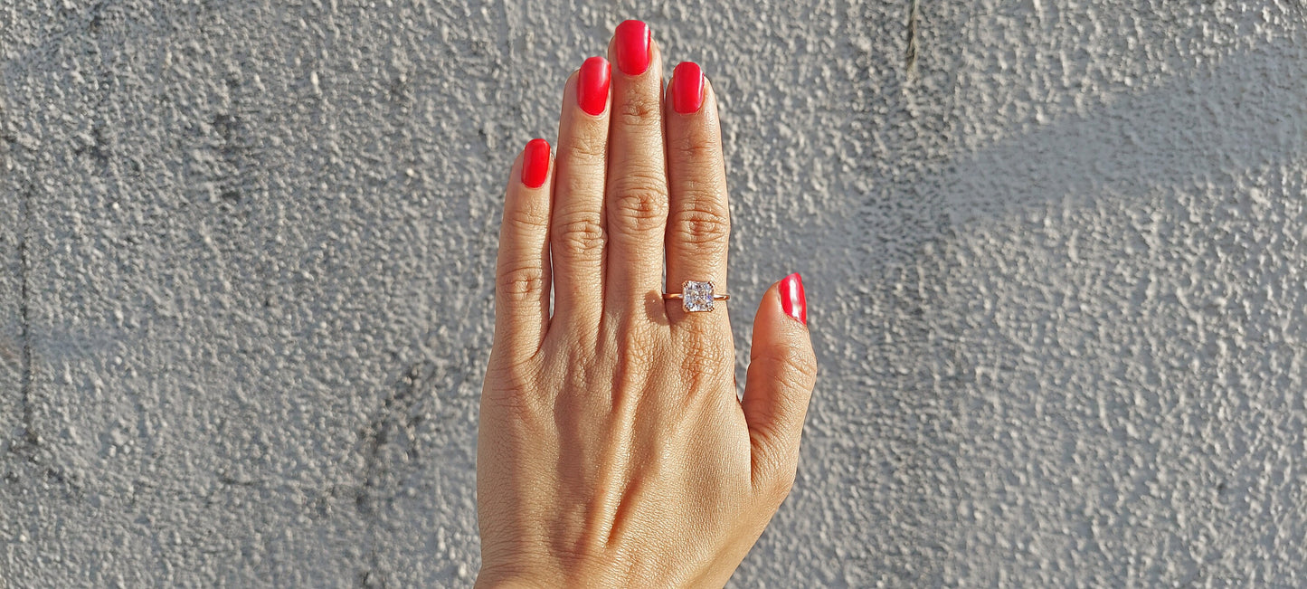 Radiant cut moissanite solitaire Engagement ring, ring for her, modern bride ring, Proposal ring, gift for her, gift for mother
