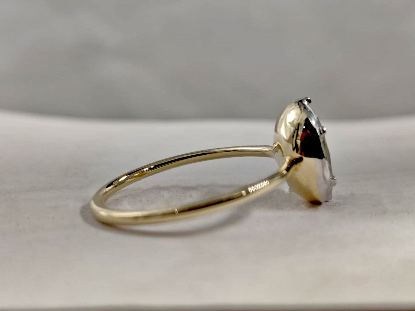 Oval Button Back Georgian Cut Down Colet Set Moissanite Solitaire Engagement ring, Ring for her, Edwardian ring, Vintage ring.