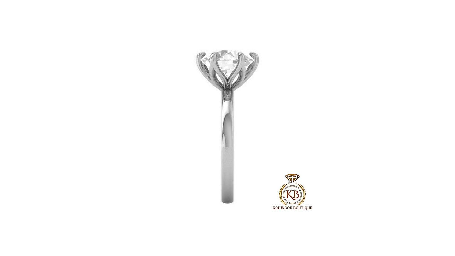 Tulip Lotus Prong flower basket Solitaire Moissanite Engagement Ring, ring for her, propsal ring, promise ring.