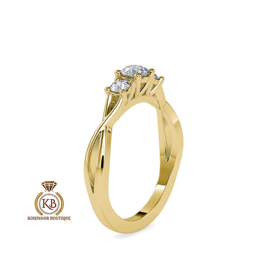 3 stone Vintage twisted band, Moissanite Engagement\Wedding\Mother Ring in 18k\14k\10k Gold