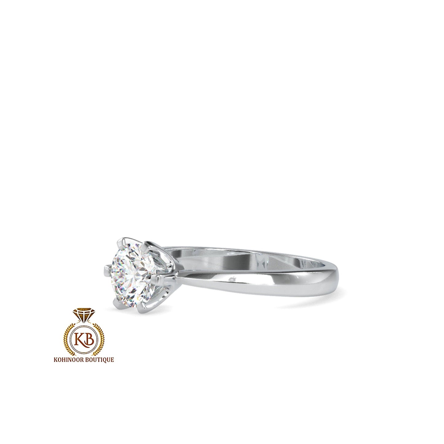 Round Cut classic Solitaire with pinched band Moissanite Engagement ring, Platinum ring, ring for women, ring for her, Proposal ring.
