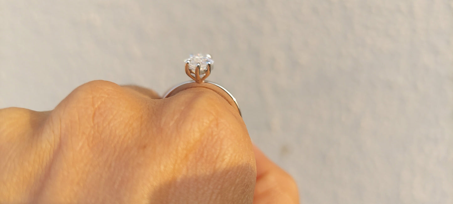 Marquise Cut Moissanite Classic Solitaire Engagement Ring, Promise ring, Proposal ring, Ring for her, gift for her