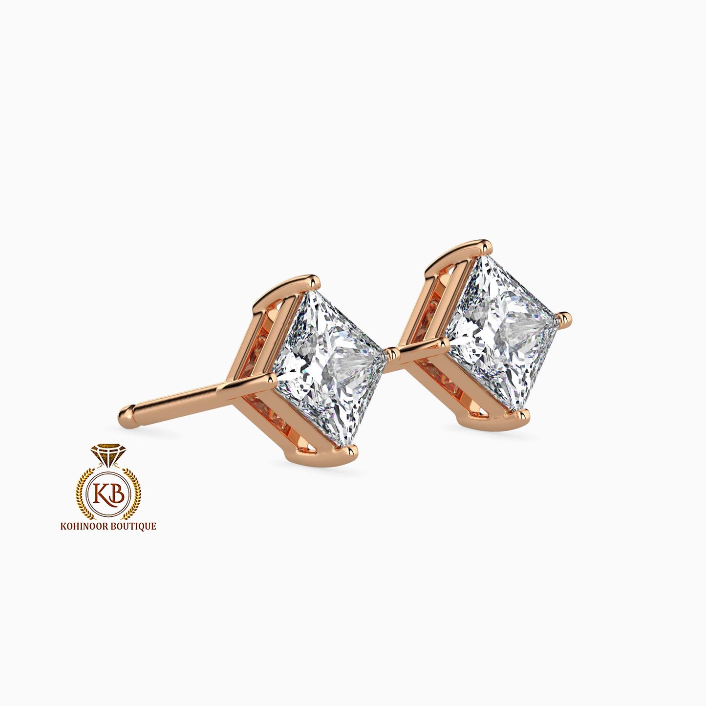 Princess Cut kite set Solitaire Moissanite Stud Earrings,Moissanite Wedding Earrings,Push Back Earrings,Anniversary Mother's Day Gift