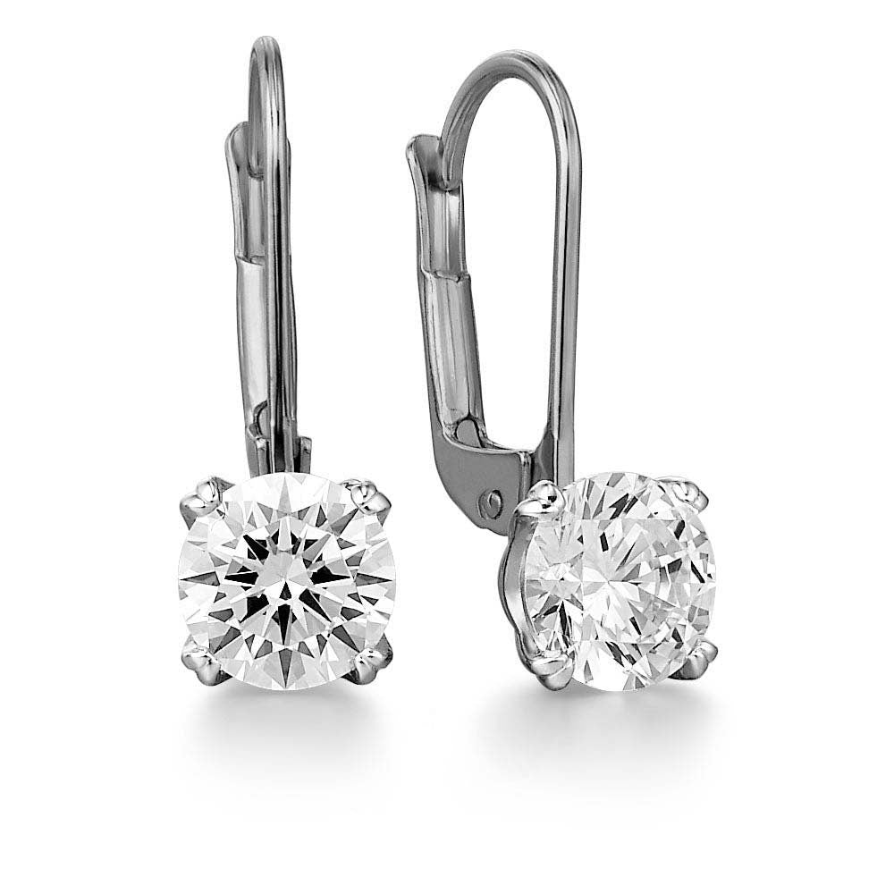 Tulip drop earrings, Lotus petal basket set Round Moissanite Hang on a Huggie Drop Earrings for women 10k\14k\18k White\Yellow\Rose Gold